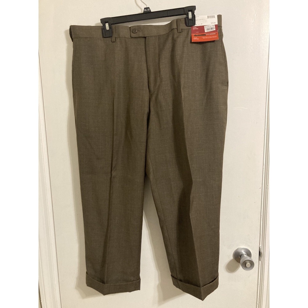 Louis Raphael Men's Pants 38x29 Rosso Flat Front Hidden Extention Comfort #1351